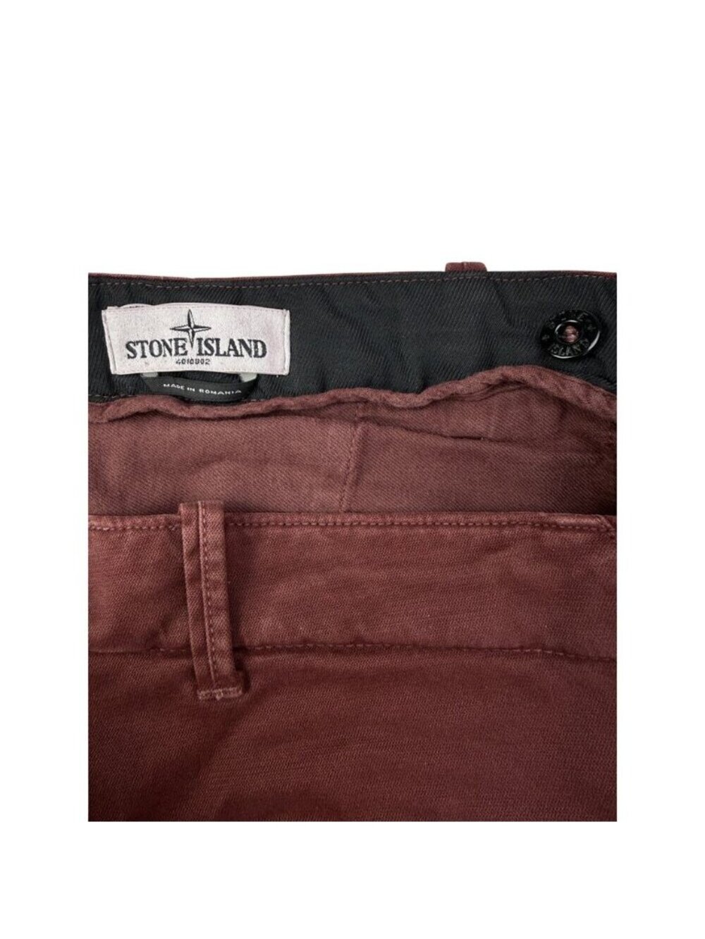 STONE ISLAND Chino Slim Fit Pants Type SK Size 34 Washed Maroon - Picture 5 of 9